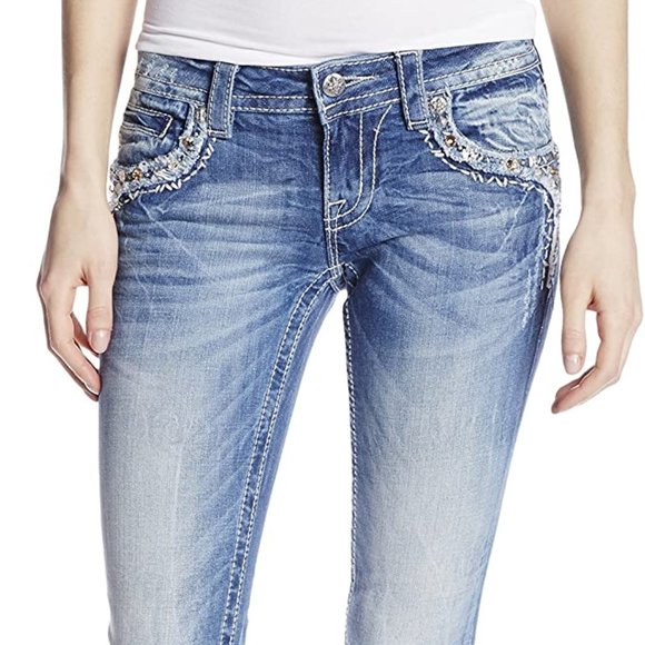 Miss Me Light Blue Wash Signature Rise Capri, Raw Hem 26x22, EUC, $119 MSRP - Picture 2 of 12